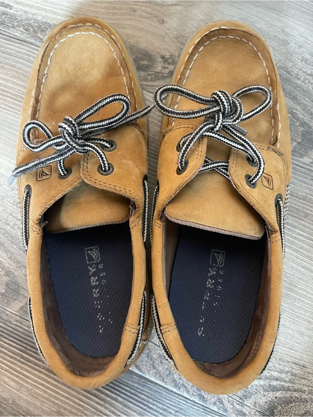 Sperry Kids Tan Boat Shoes with Brown Laces